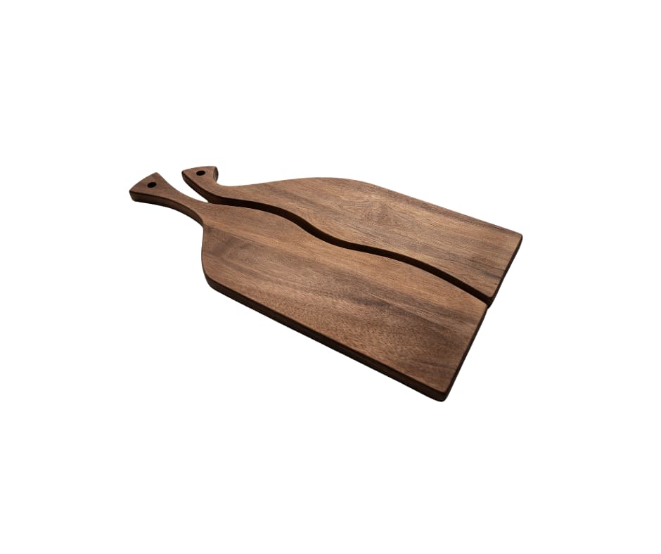 Wooden serving board with natural grain patterns